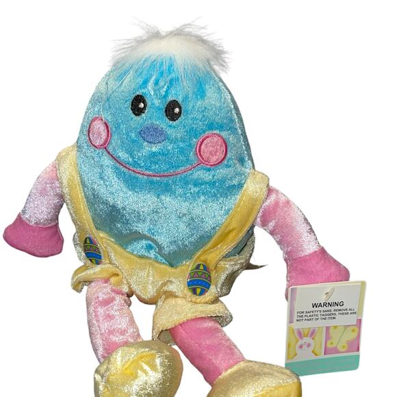 Vintage Dan Dee Plush Easter Egg Humpty Dumpty Nursery Baby Shower Gift Blue 9” - Picture 10 of 13